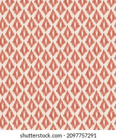 Orange ikat Ogee background - Ethnic folk seamless pattern. Abstract background for textile design, wallpaper, surface textures. Boho Style