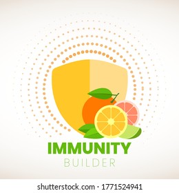 Orange Immunity Builder Or Booster. Immune Icon For Food Health Info.