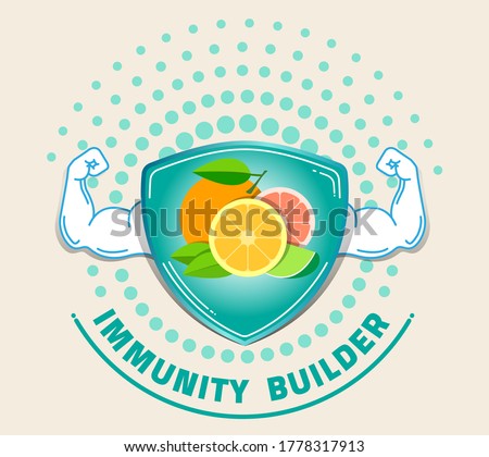 Orange Immunity builder or booster. Immune icon for food health info. Foto stock © 