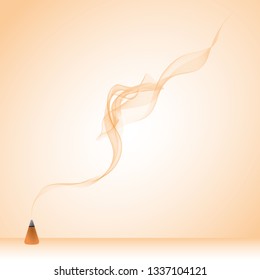 Orange incense cone with smoke in clean background - vector