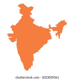 imagen del vector del mapa nacional de la india naranja sobre fondo blanco