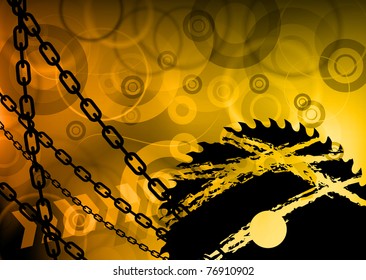 orange industrial background with chain