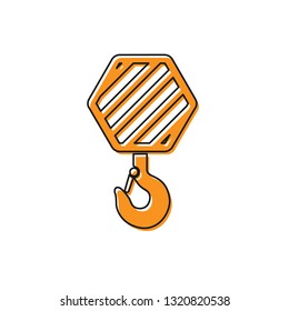 Orange Industrial hook icon isolated on white background. Crane hook icon. Vector Illustration