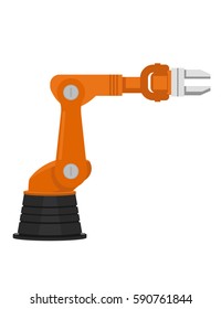 Orange industrial robotic arm for assembly line