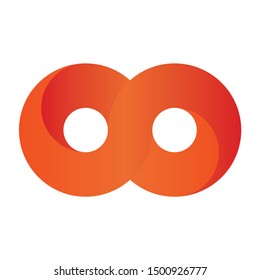 Orange infinity symbol icon. 3D-like gradient design effect. Vector illustration.