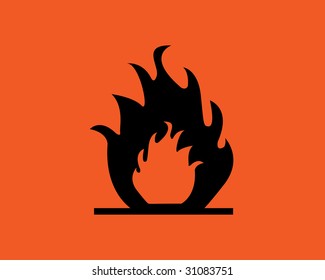 Orange inflammable symbol.Fire