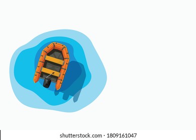 orange inflatable boat on water on white