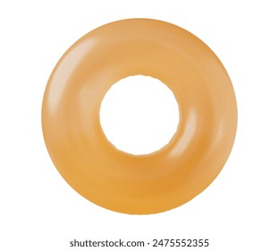 Orange Inflatable circle on isolated background. Swim ring, water donut, floatie, rubber ring on white background. Vector