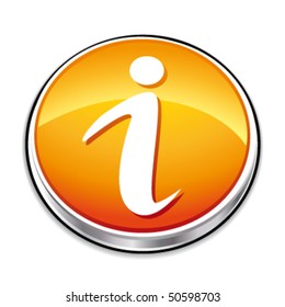 Orange info 3d button. Vector icon.