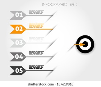 Orange Infographic With Arrows And Target. Infographic Concept