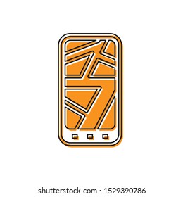 Orange Infographic of city map navigation icon isolated on white background. Mobile App Interface concept design. Geolacation concept.  Vector Illustration