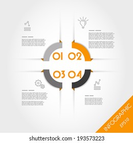 orange infographic corner template with four elements. infographic concept.