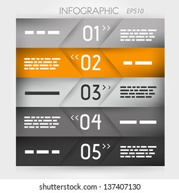 orange infographic five oblique options in middle. infographic concept.