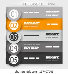 orange infographic five options in big rings. infographic concept.