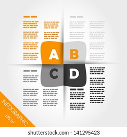 orange infographic four rounded squares in middle. infographic concept.