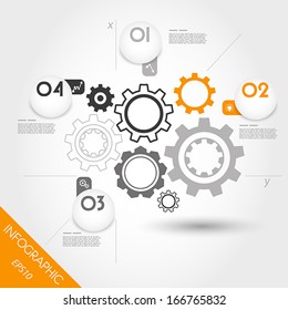 orange infographic gears with balls