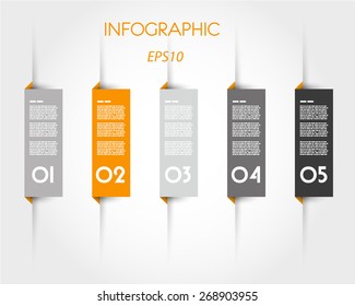 orange infographic rectangular tabs. infographic concept.