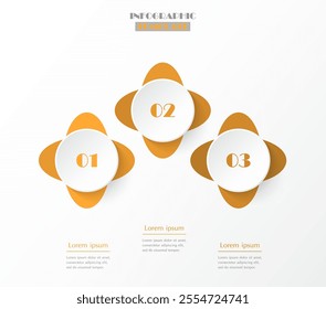 Orange infographic template with 3 steps, options, parts or processes.
