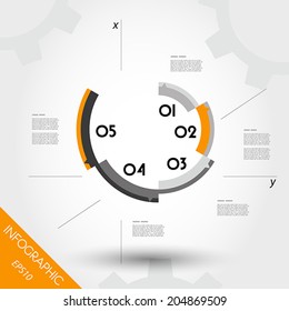 orange infographic template with axis. infographic concept.