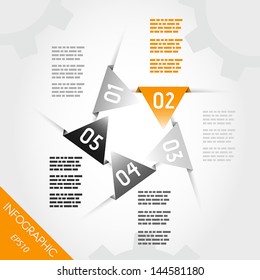 orange infographic triangular labels in star. infographic concept.