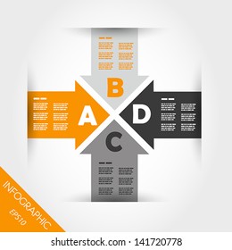 orange infographicfour arrows in square. infographic concept.