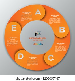 orange Infographics template 6 options with circle. Data and information visualization. Dynamic infographics stylish geometric on the grey background.Eps 10 vector file.