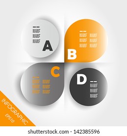 orange infogrpahic four rounded elements. infographic concept.