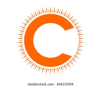 orange initial C alphabet typography uppercase capital letter image vector icon