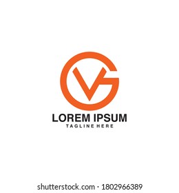 Orange Initial GV logo design inspiration
