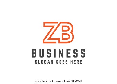 Orange initial letter ZB logo vector template