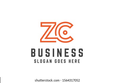 Orange initial letter ZC logo vector template
