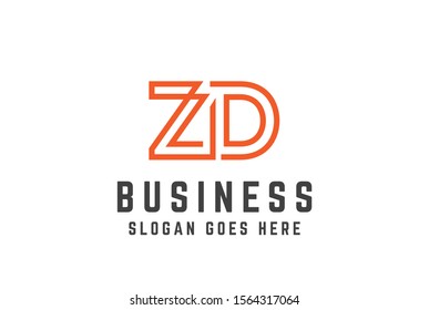 Orange initial letter ZD logo vector template
