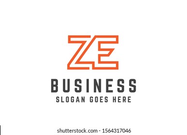 Orange initial letter ZE logo vector template