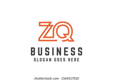 Orange initial letter ZQ logo vector template