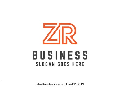 Orange initial letter ZR logo vector template
