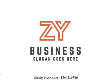 Orange initial letter ZY logo vector template