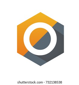 Orange Initial O Hexagon Vector Logo