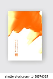 Orange ink brush stroke on white background. Japanese style. Vector illustration of grunge stains