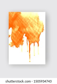 Orange ink brush stroke on white background. Japanese style. Vector illustration of grunge stains