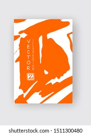 Orange ink brush stroke on white background. Japanese style. Vector illustration of grunge stains