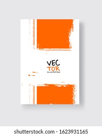 Orange ink brush stroke on white background. Minimalistic style. Vector illustration of grunge element stains.Vector brushes illustration.