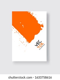 Orange ink brush stroke on white background. Minimalistic style. Vector illustration of grunge element stains.Vector brushes illustration.