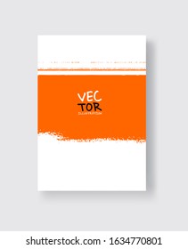 Orange ink brush stroke on white background. Minimalistic style. Vector illustration of grunge element stains.Vector brushes illustration.
