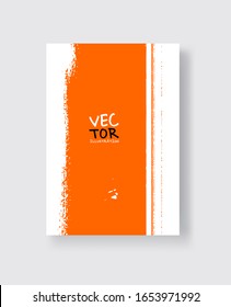 Trazo de pincel de tinta naranja sobre fondo blanco. Estilo minimalista. Ilustración vectorial de las manchas de los elementos de granulado.Vector pinza la ilustración.
