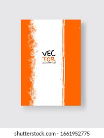 Trazo de pincel de tinta naranja sobre fondo blanco. Estilo minimalista. Ilustración vectorial de las manchas de los elementos de granulado.Vector pinza la ilustración.