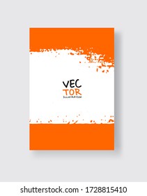 Orange ink brush stroke on white background. Minimalistic style. Vector illustration of grunge element stains.Vector brushes illustration.