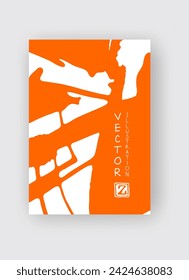 Orangefarbener Pinselstrich auf weißem Hintergrund. Japanischer Stil. Vektor-Illustration von Grunge-Flecken