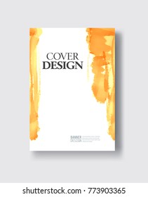orange ink brush stroke on white background. Japanese style. Vector illustration of grunge circle stains