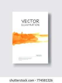 orange ink brush stroke on white background. Japanese style. Vector illustration of grunge circle stains