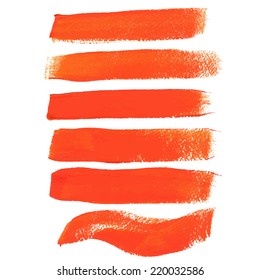 Orange ink vector brush strokes